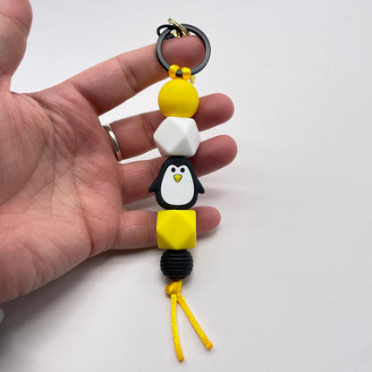 Penguin Silicone Bead Keychain