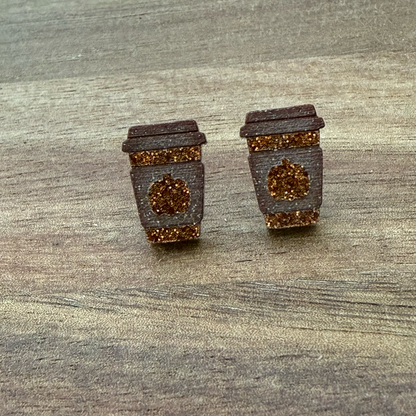 Coffee Cup Acrylic Stud Earrings