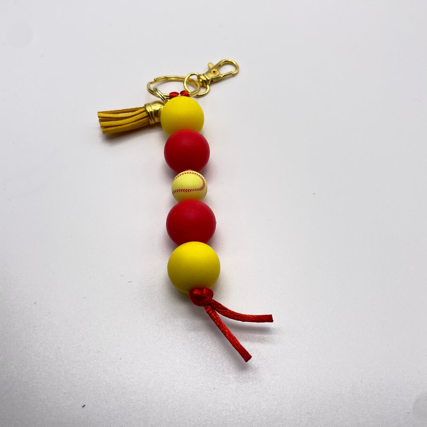 Softball Silicone Bead Keychain