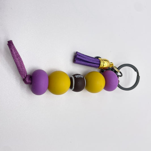 Football Silicone Bead Keychain