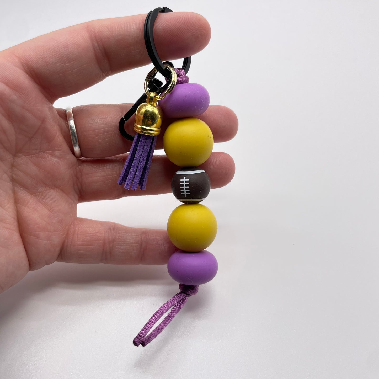 Football Silicone Bead Keychain