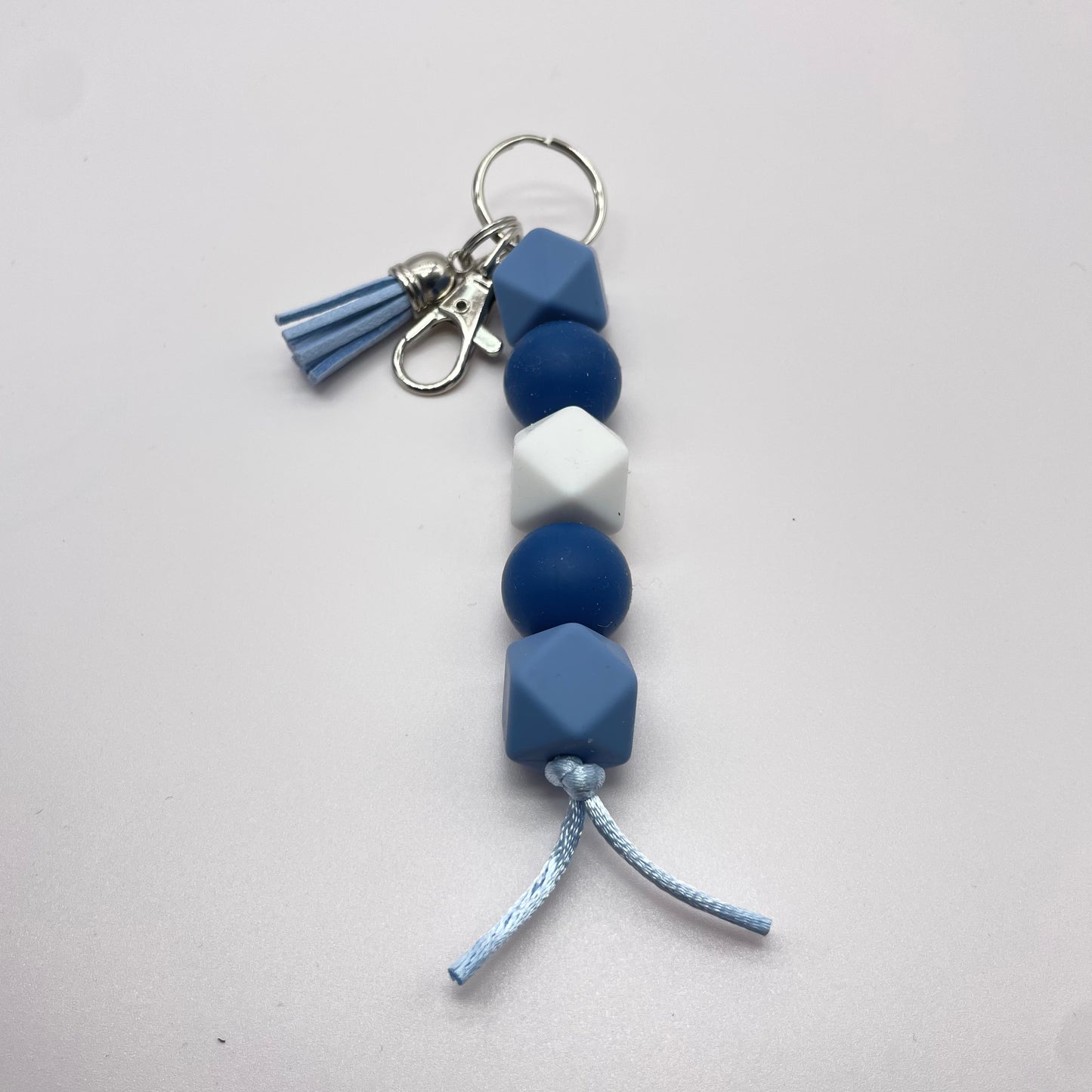 Clear Hexagon Silicone Bead Keychain