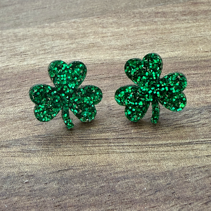Acrylic Shamrock Stud Earrings