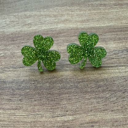 Acrylic Shamrock Stud Earrings