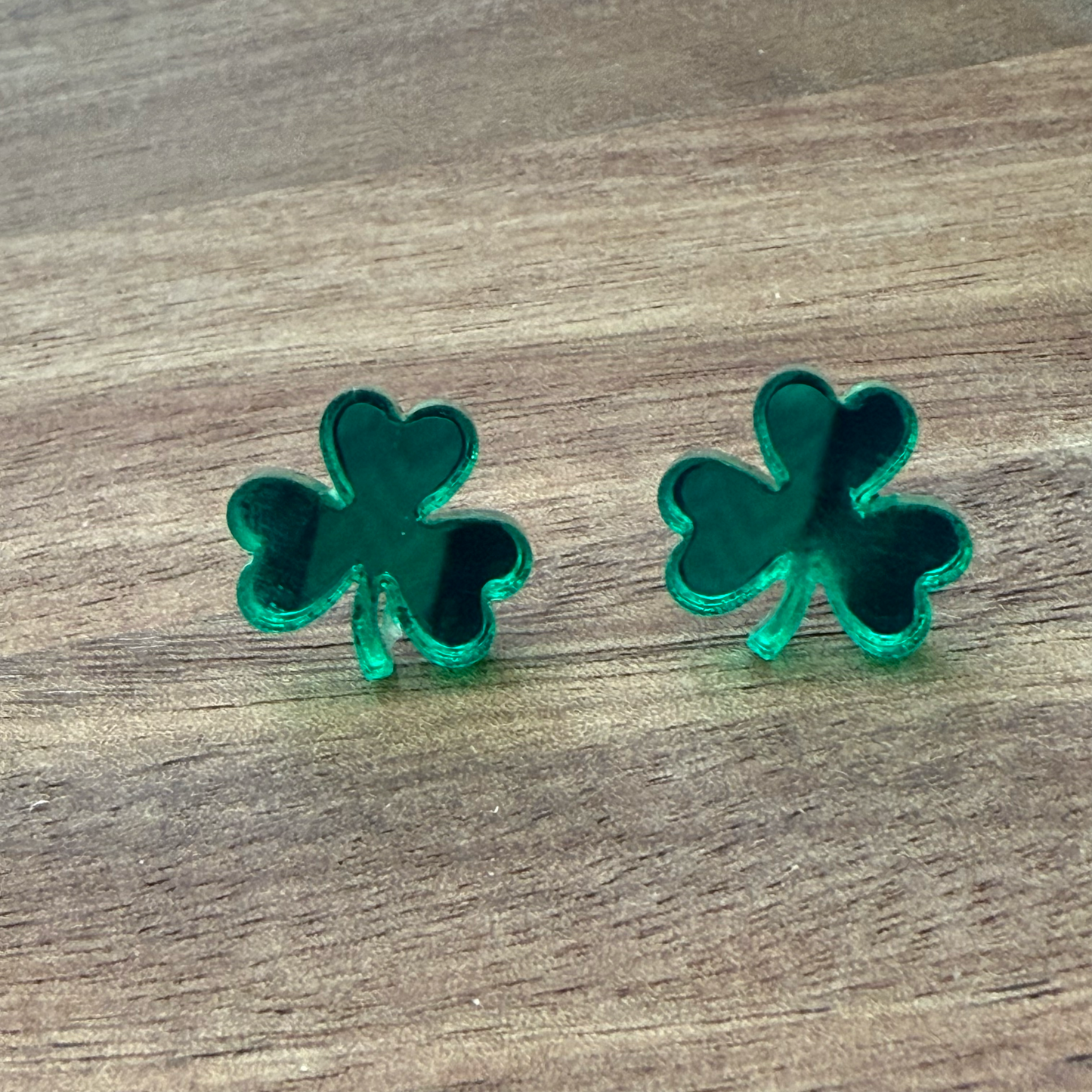 Acrylic Shamrock Stud Earrings