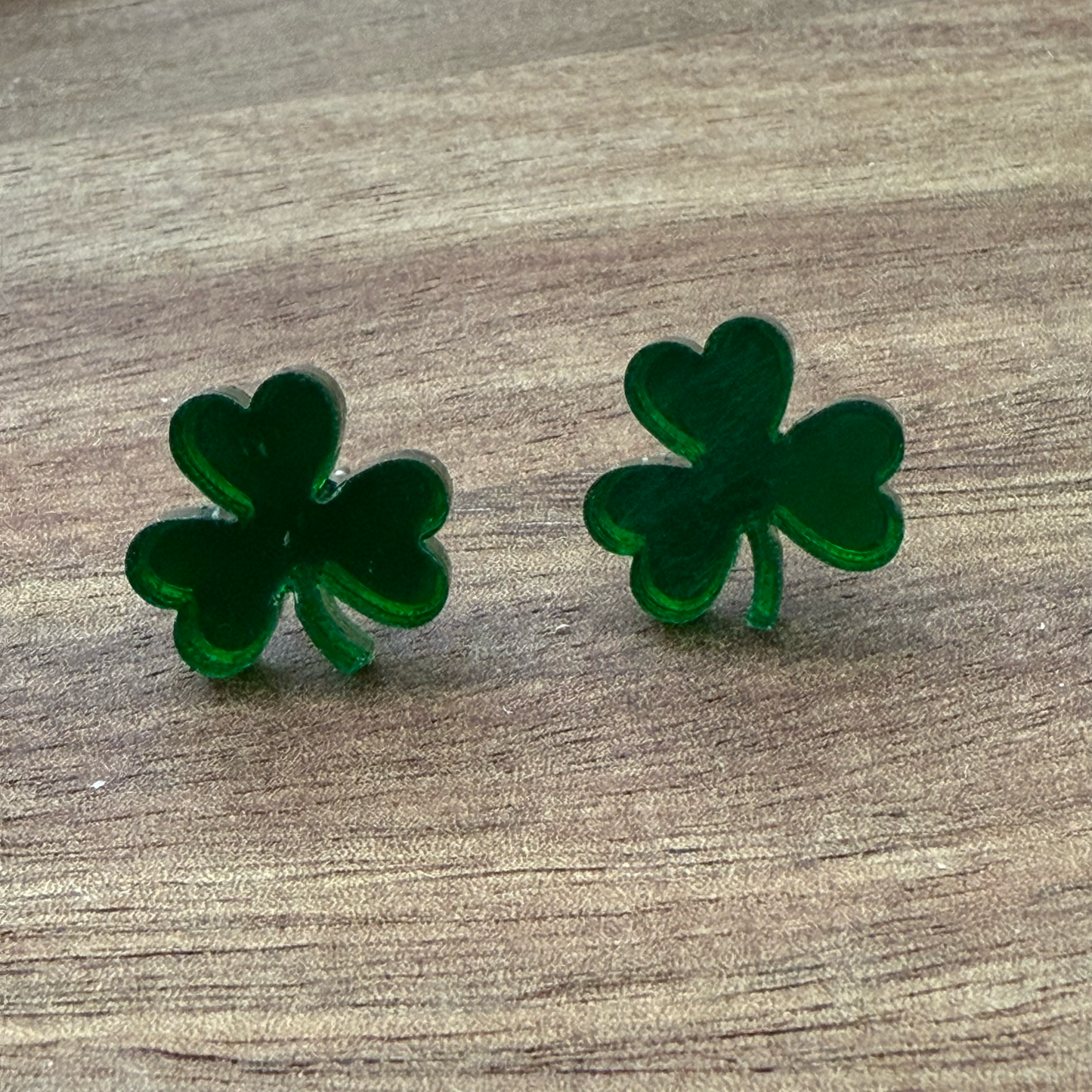 Acrylic Shamrock Stud Earrings