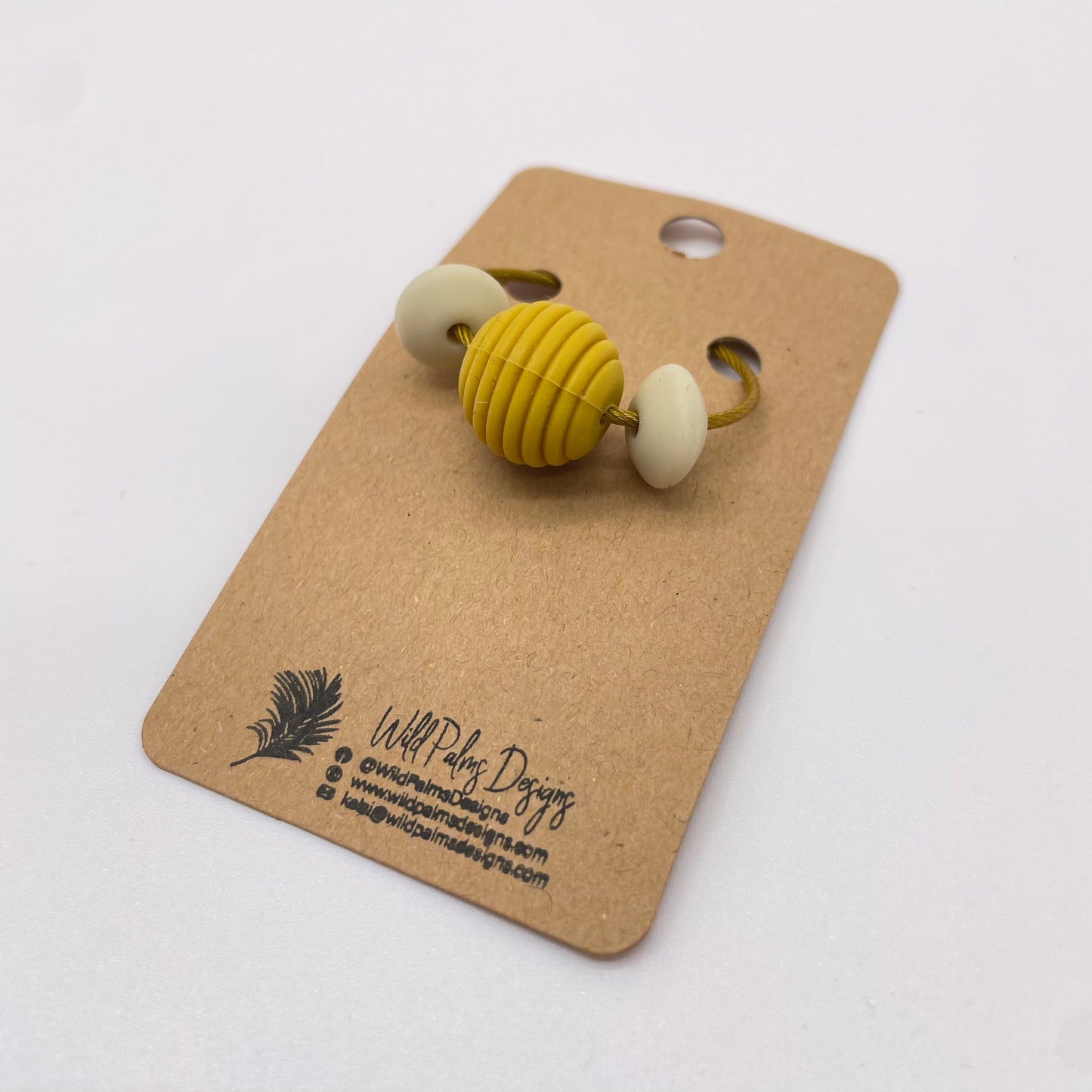 Mustard & Tan Silicone Bead Bag Tag / Charm