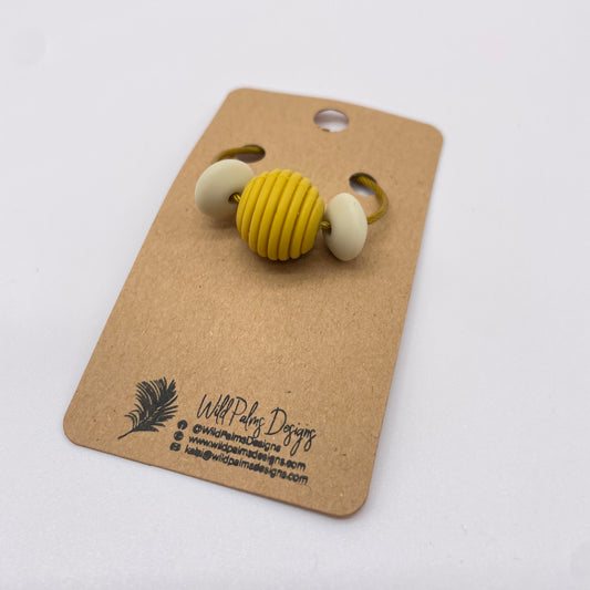 Mustard & Tan Silicone Bead Bag Tag / Charm