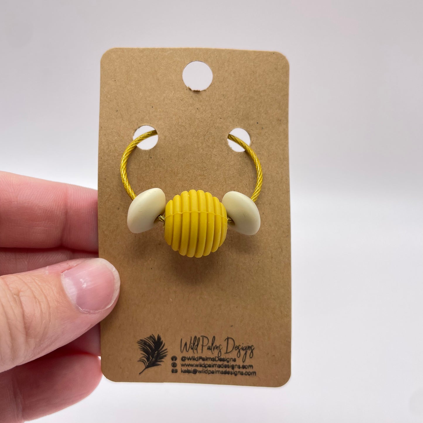 Mustard & Tan Silicone Bead Bag Tag / Charm