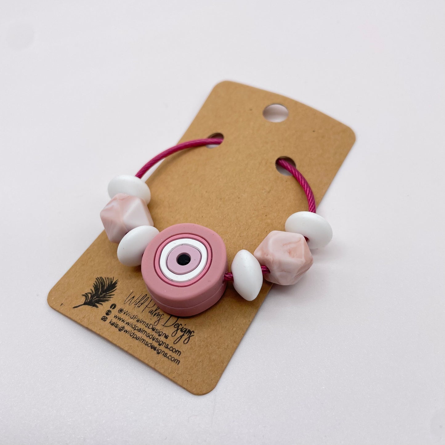 Pink Bullseye Silicone Bead Bag Tag / Charm