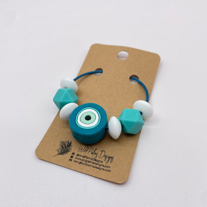 Turquoise Bullseye Silicone Bead Bag Tag / Charm