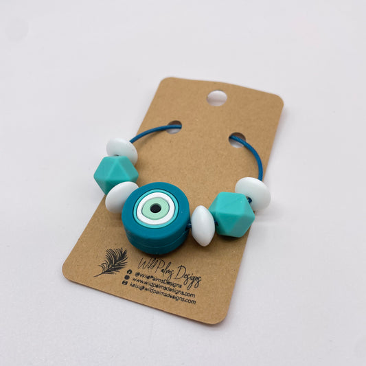 Turquoise Bullseye Silicone Bead Bag Tag / Charm