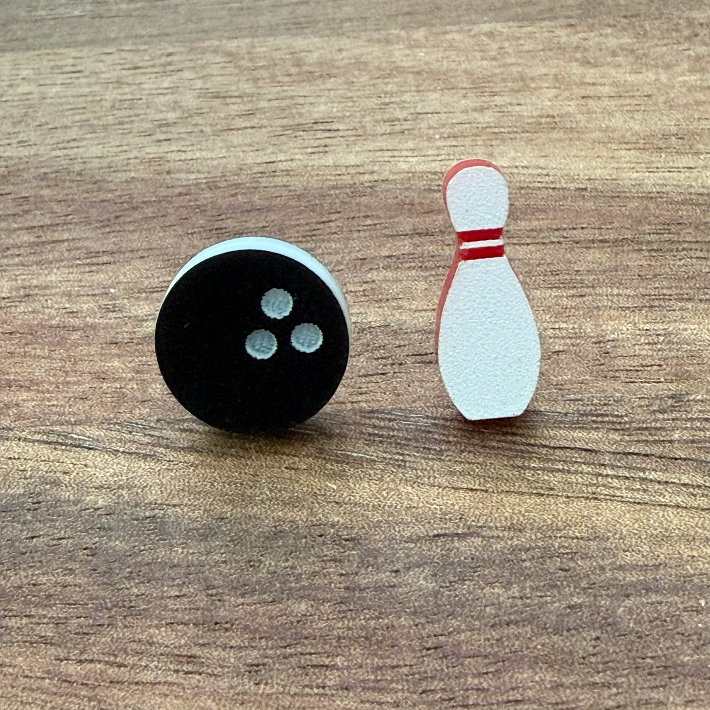 Bowling Ball & Pin Acrylic Stud Earrings