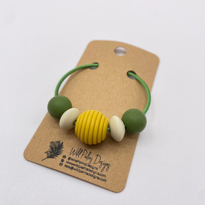 Olive Mustard Tan Silicone Bead Bag Tag / Charm