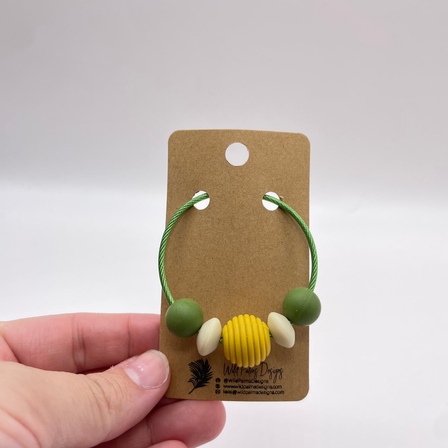 Olive Mustard Tan Silicone Bead Bag Tag / Charm