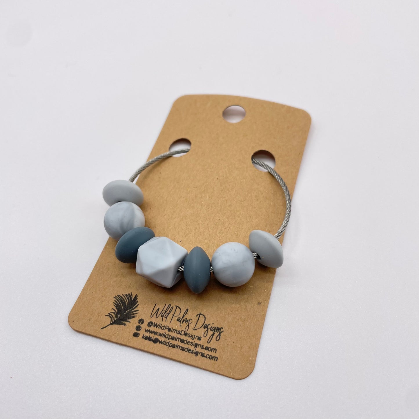 Gray Hexagon Silicone Bead Bag Tag / Charm