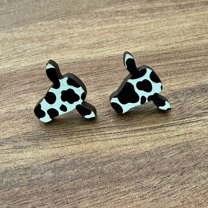 Cow Print Cow Head Stud Earrings