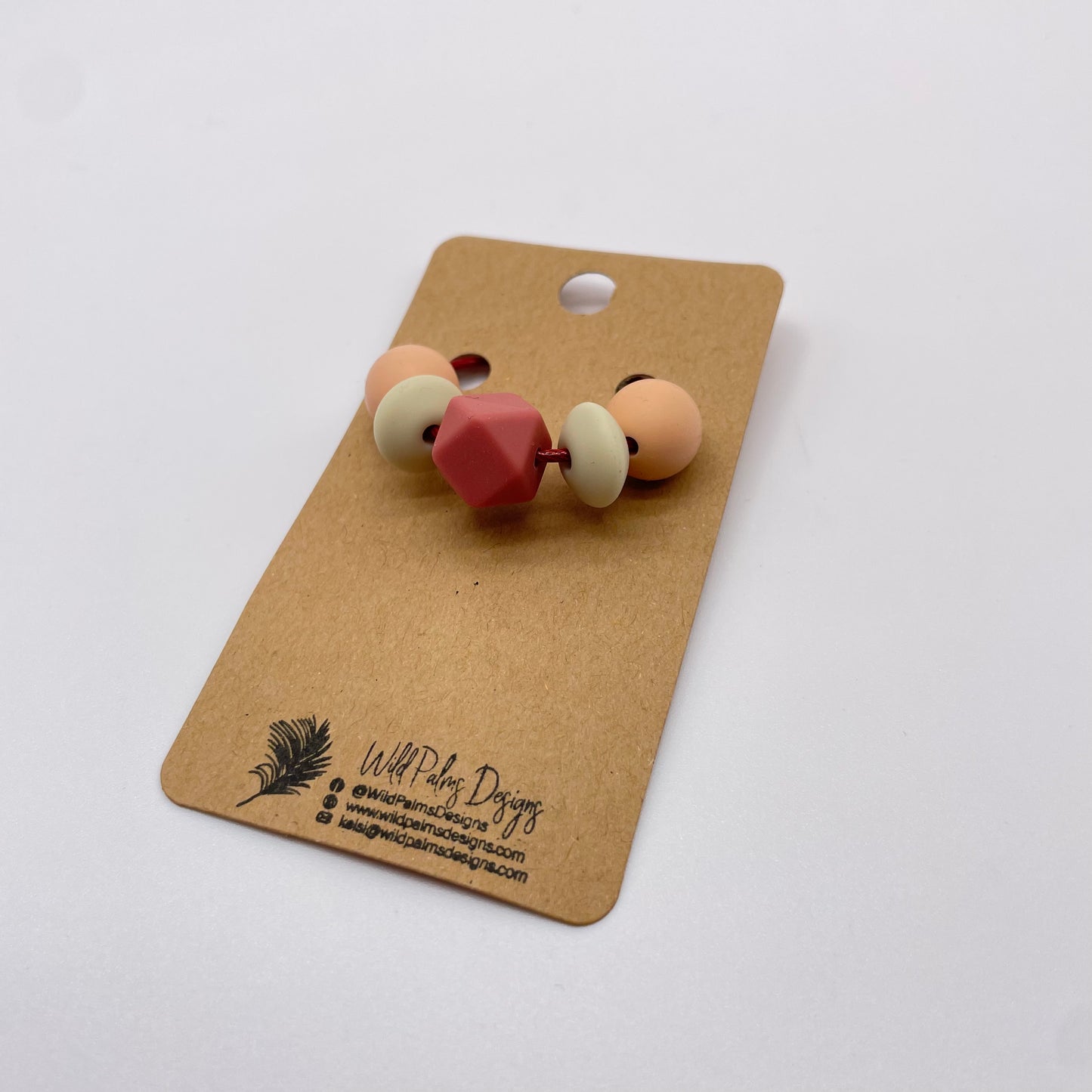 Peach Salmon Tan Silicone Bead Bag Tag / Charm