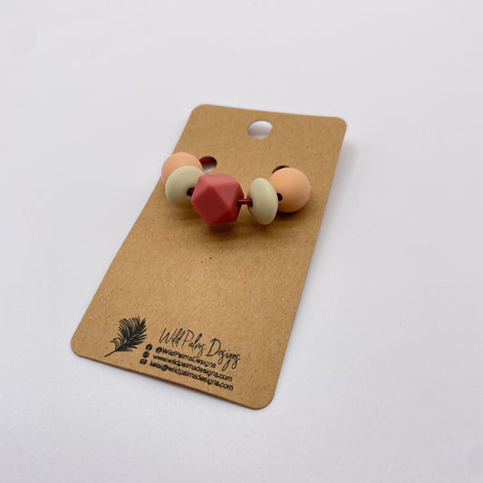 Peach Salmon Tan Silicone Bead Bag Tag / Charm