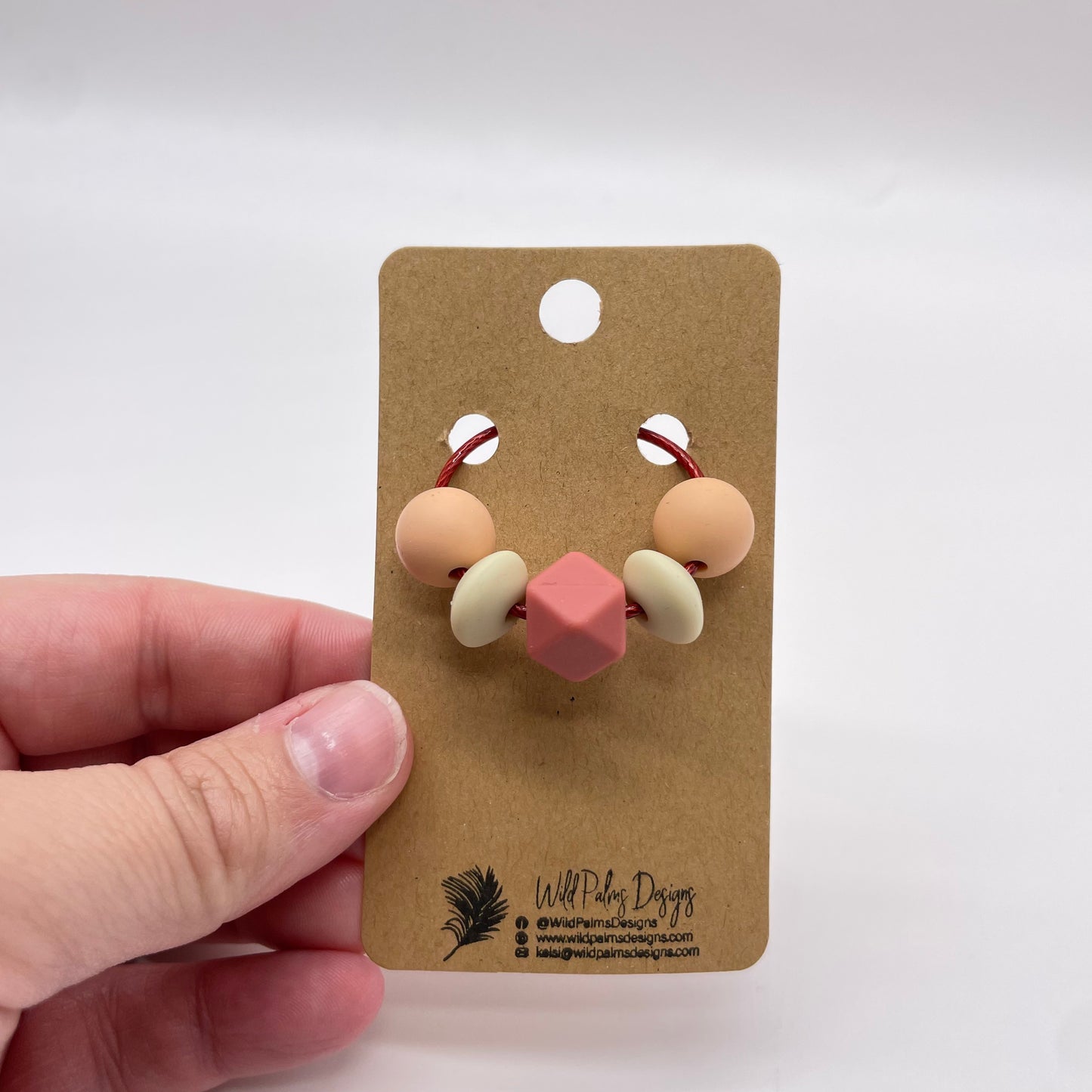 Peach Salmon Tan Silicone Bead Bag Tag / Charm