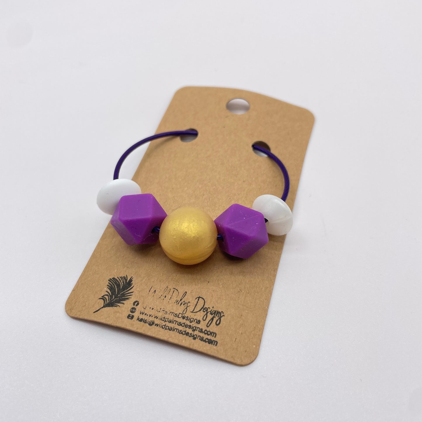 Purple Gold Silicone Bead Bag Tag / Charm