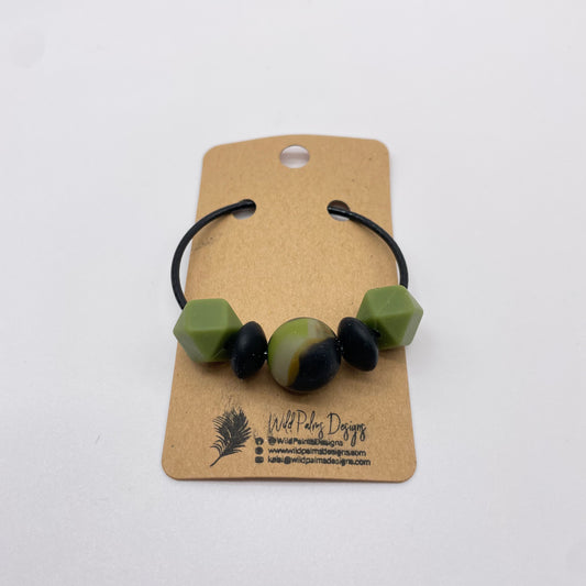 Olive Camo Silicone Bead Bag Tag / Charm