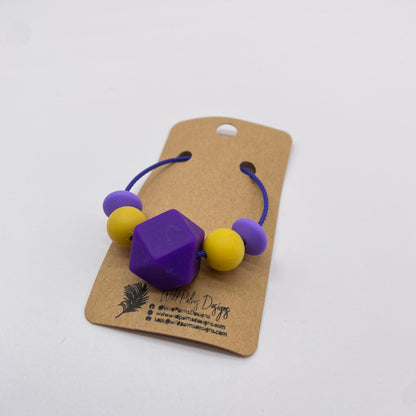 Purple Hexagon Gold Silicone Bead Bag Tag / Charm