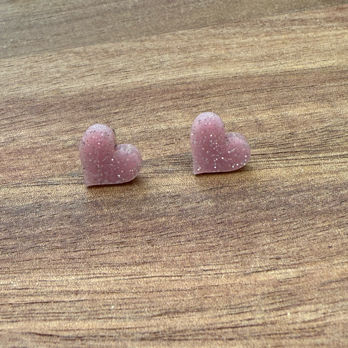 Acrylic Glitter Heart Stud Earrings