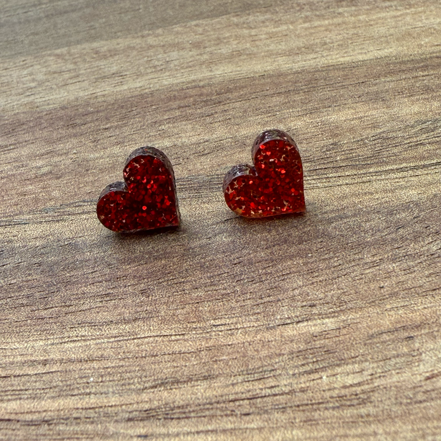 Acrylic Glitter Heart Stud Earrings