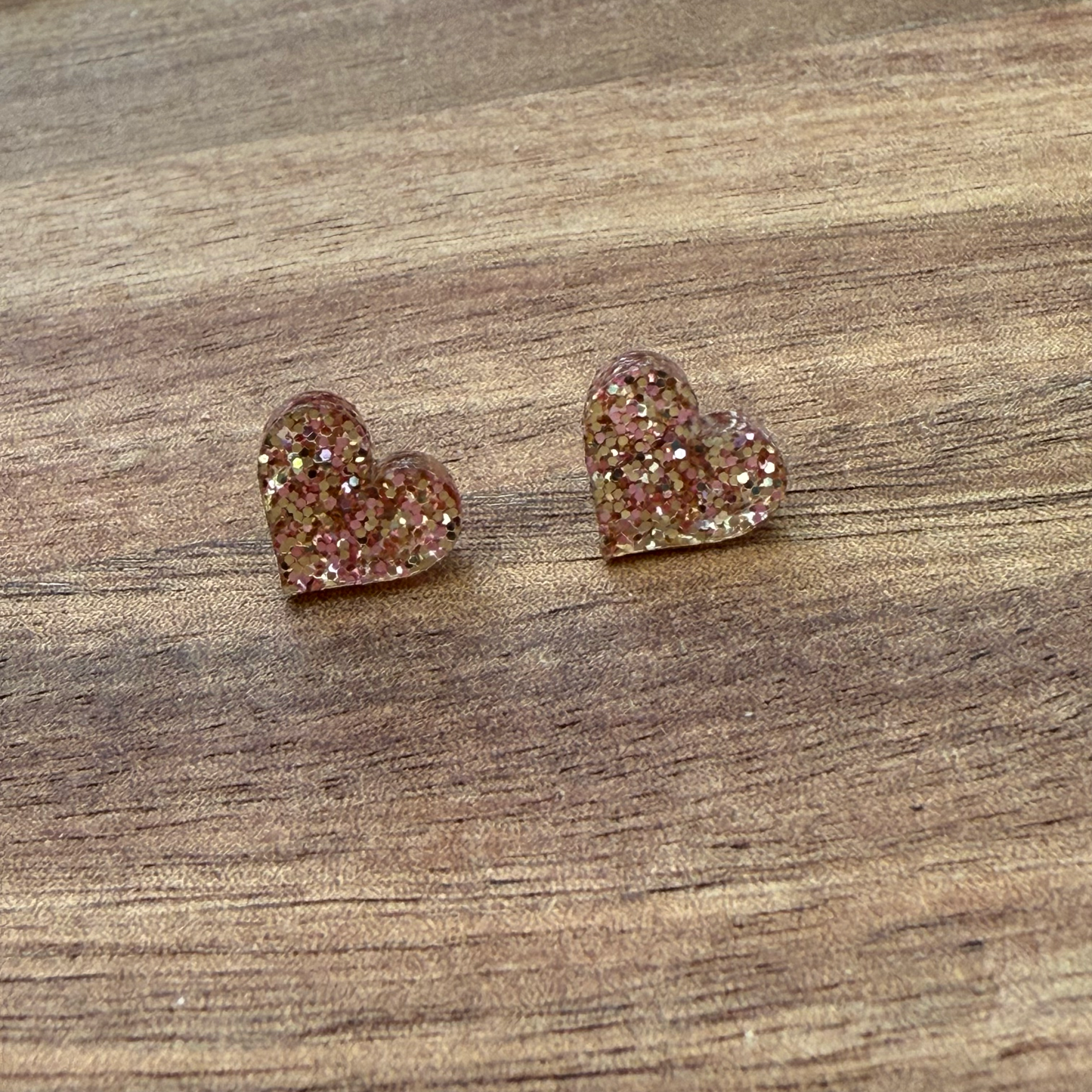 Acrylic Glitter Heart Stud Earrings