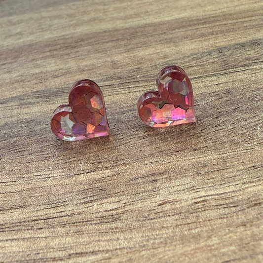 Acrylic Glitter Heart Stud Earrings