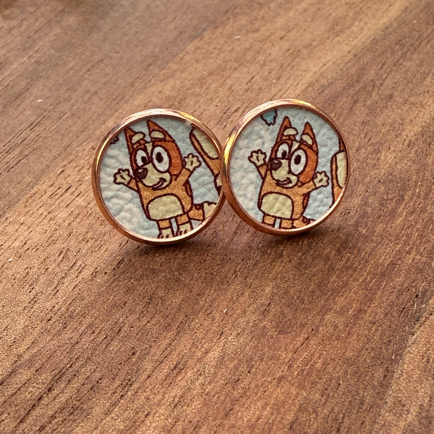 Bluey Circle Stud Earrings