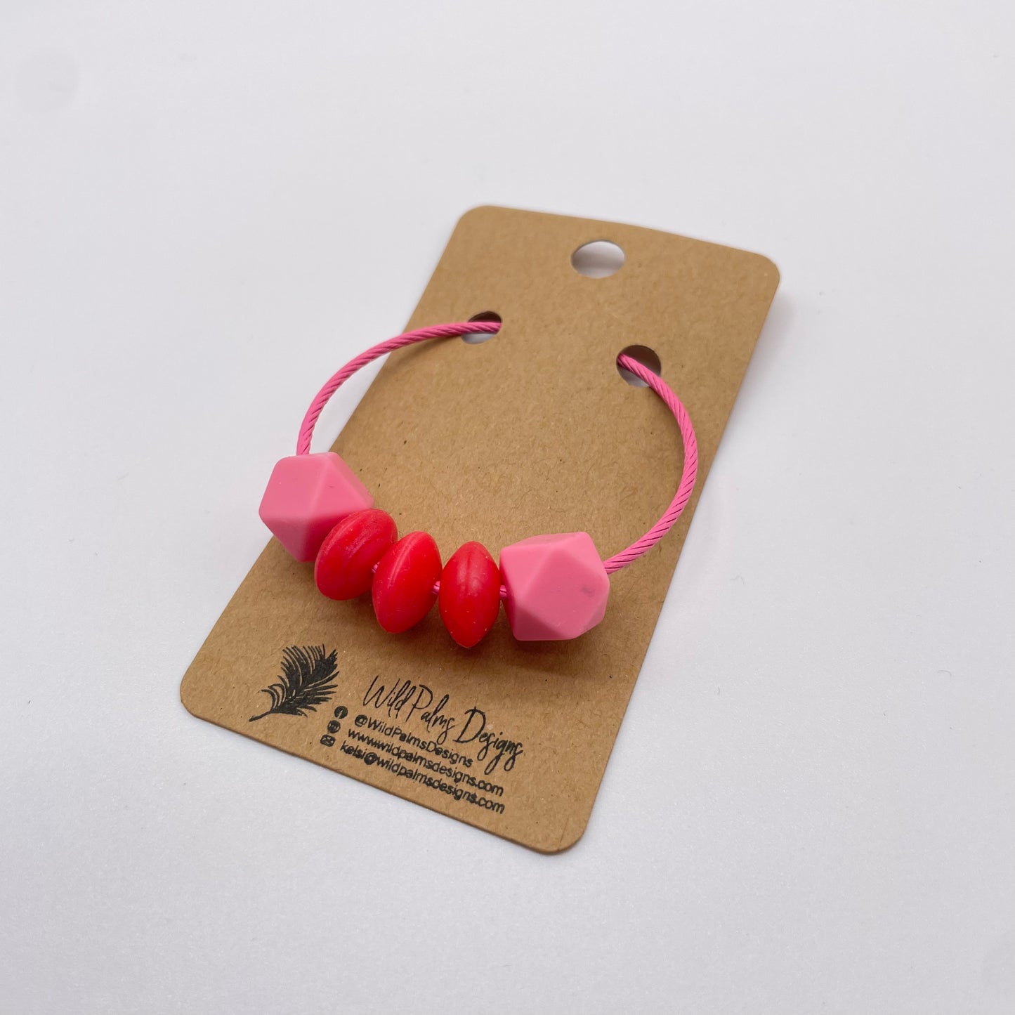 Hot Pink Silicone Bead Bag Tag / Charm