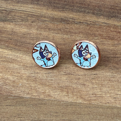 Bluey Circle Stud Earrings