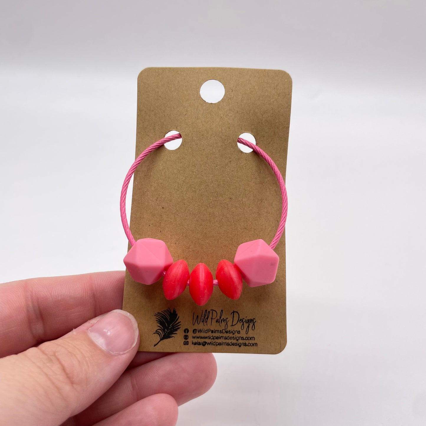 Hot Pink Silicone Bead Bag Tag / Charm