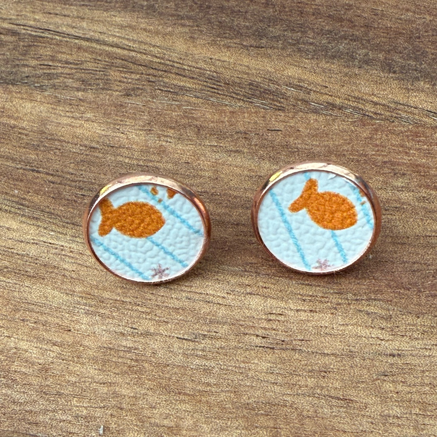 Goldfish Circle Stud Earrings