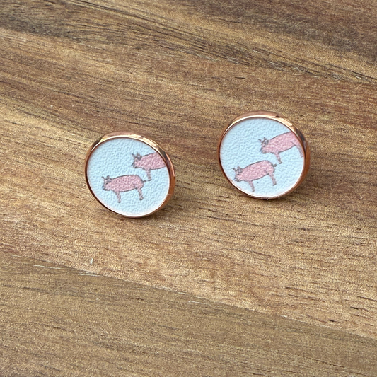 Pig Circle Stud Earrings