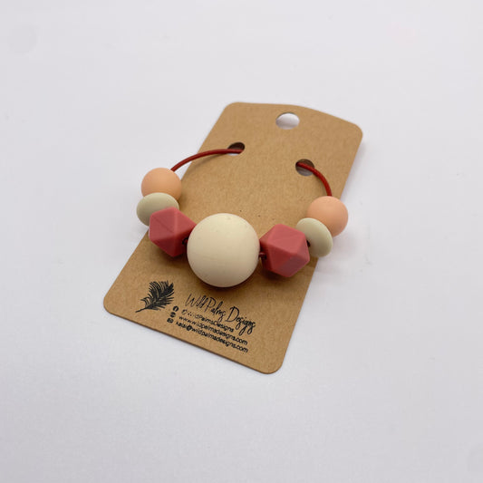 Ivory Peach Pumpkin Silicone Bead Bag Tag / Charm