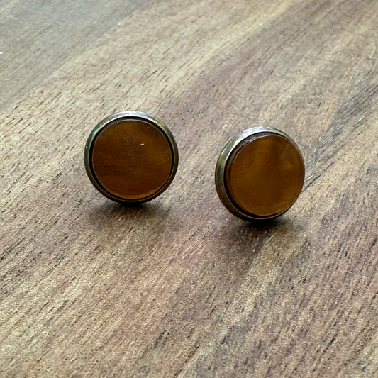 Amber Swirl Acrylic Circle Stud Earrings