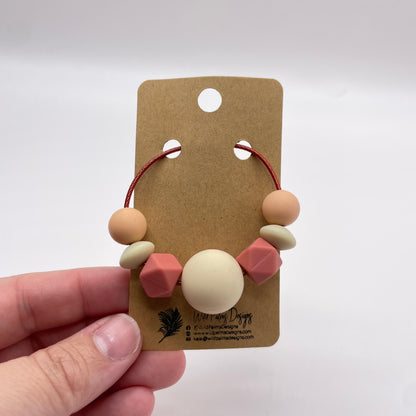 Ivory Peach Pumpkin Silicone Bead Bag Tag / Charm