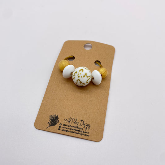 Gold Squiggle Silicone Bead Bag Tag / Charm