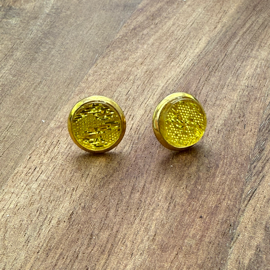 Gold Shimmer Acrylic Circle Stud Earrings