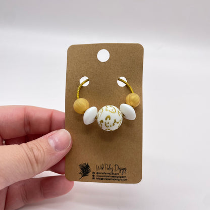 Gold Squiggle Silicone Bead Bag Tag / Charm