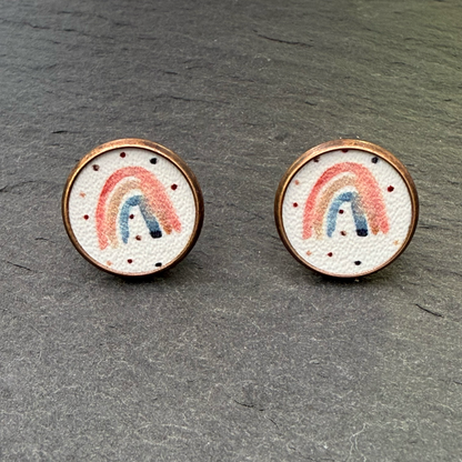 Rainbow Circle Stud Earrings