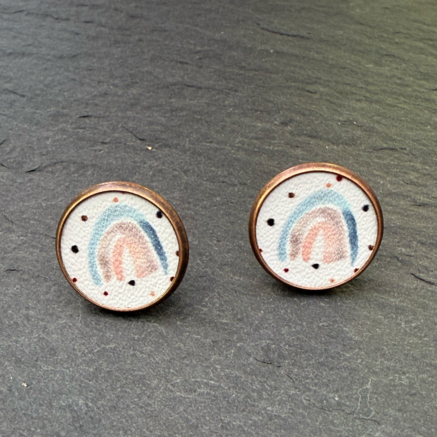 Rainbow Circle Stud Earrings