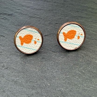 Goldfish Circle Stud Earrings
