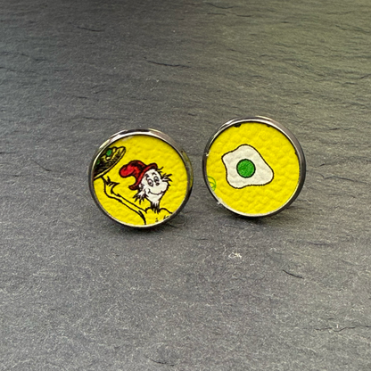 Green Eggs & Ham Circle Stud Earrings