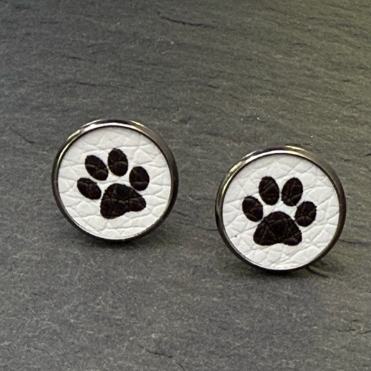 Pawprint Circle Stud Earrings