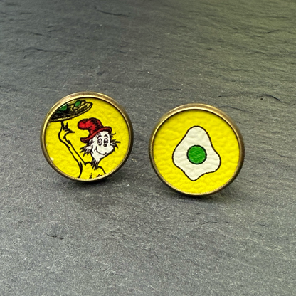 Green Eggs & Ham Circle Stud Earrings
