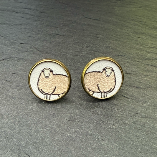Sheep Circle Stud Earrings